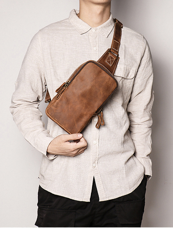 กระเป๋าคาดอกผู้ชาย หนังแท้ CODE:B062