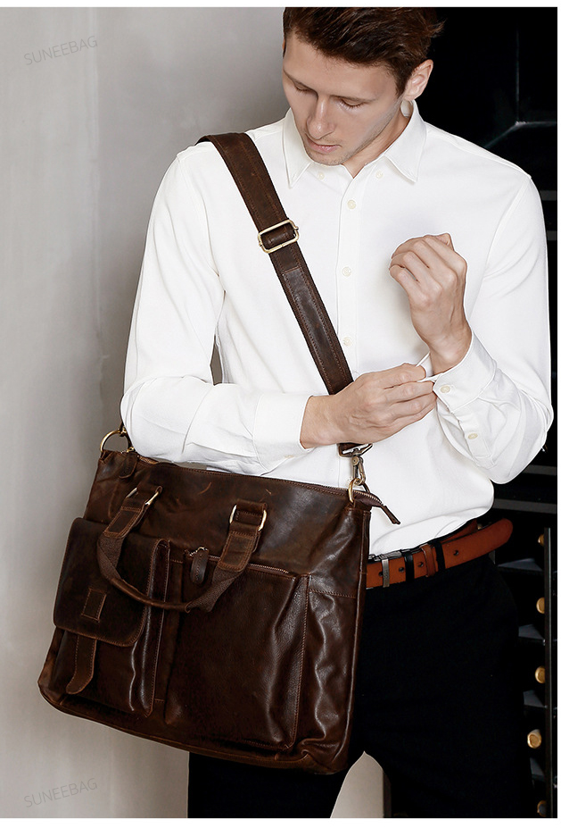 กระเป๋าสะพายข้างผู้ชายหนังแท้ CODE:A048