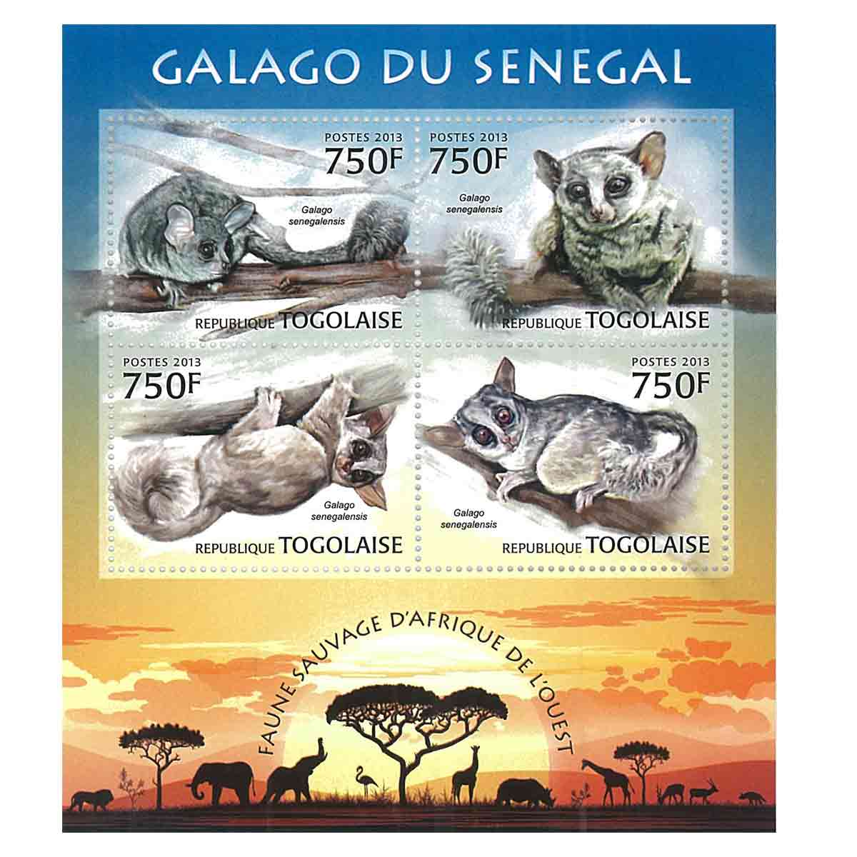 Togo Stamp, 2013 Senegal bushbaby, Wildlife, Animals