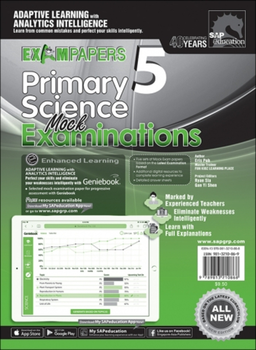 แบบฝึกหัดวิทยาศาสตร์ภาษาอังกฤษระดับป.5 Primary 5 Science Mock Examinations + Geniebook