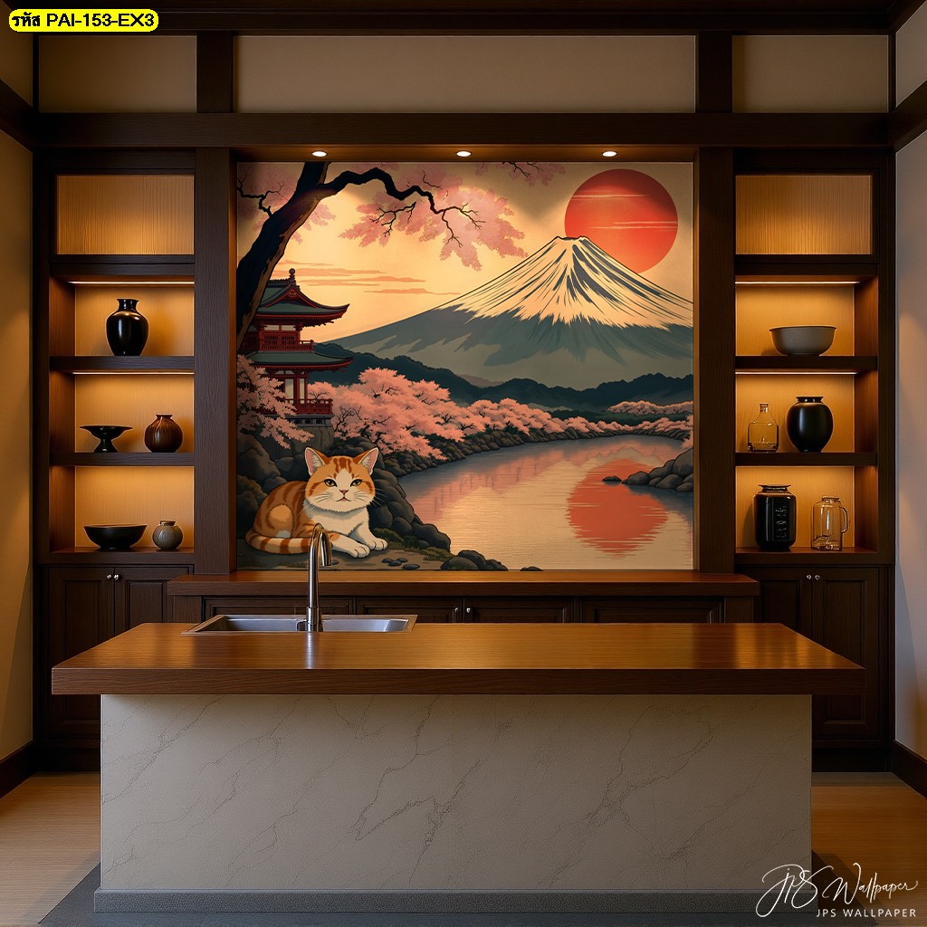 เปลี่ยนผนังร้านอาหารญี่ปุ่น ให้มีชีวิตชีวาด้วยแมวญี่ปุ่น