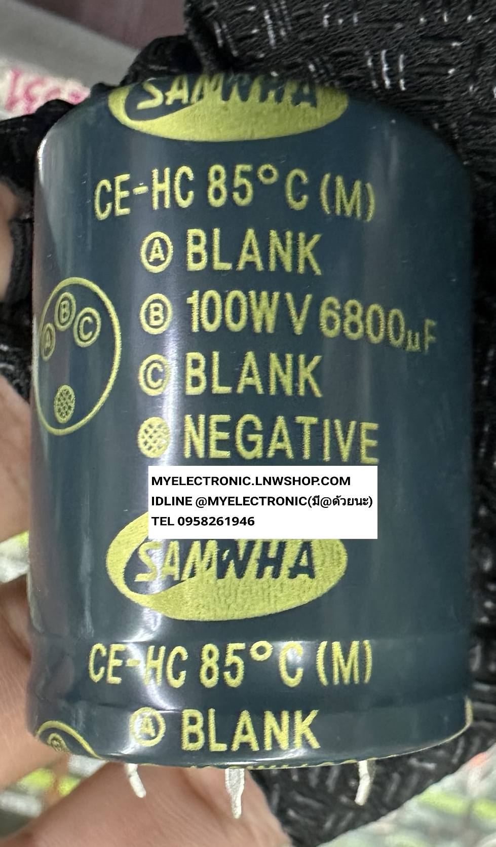 ขาย , 6800UF100V , 6800UF100WV , DC , 4ขา , ยี่ห้อ , SAMWHA , คาปาซิเตอร์ , อิเล็กโตรไลท์ , CAPACITOR , ELECTROLYTE , ราคา , ตัวละ , หน่วย , . . .หน่วย , บาท