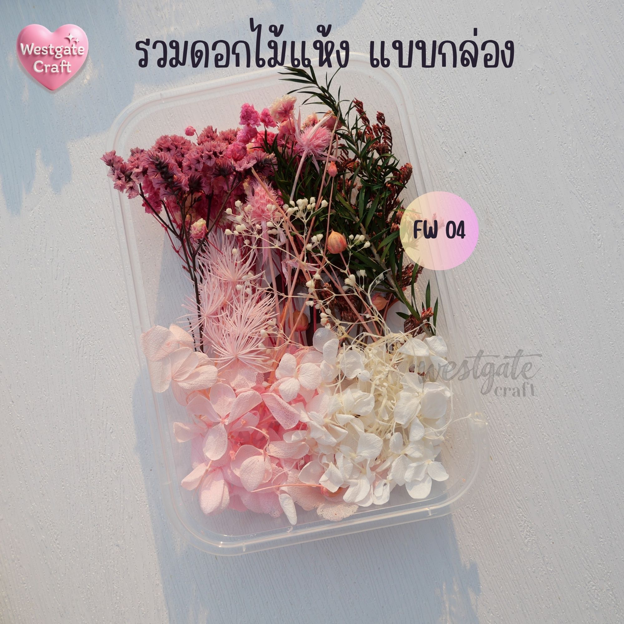 รวมดอกไม้แห้ง แบบกล่อง คละขนาด FW 01-09 , ดอกไม้แห้งจริง