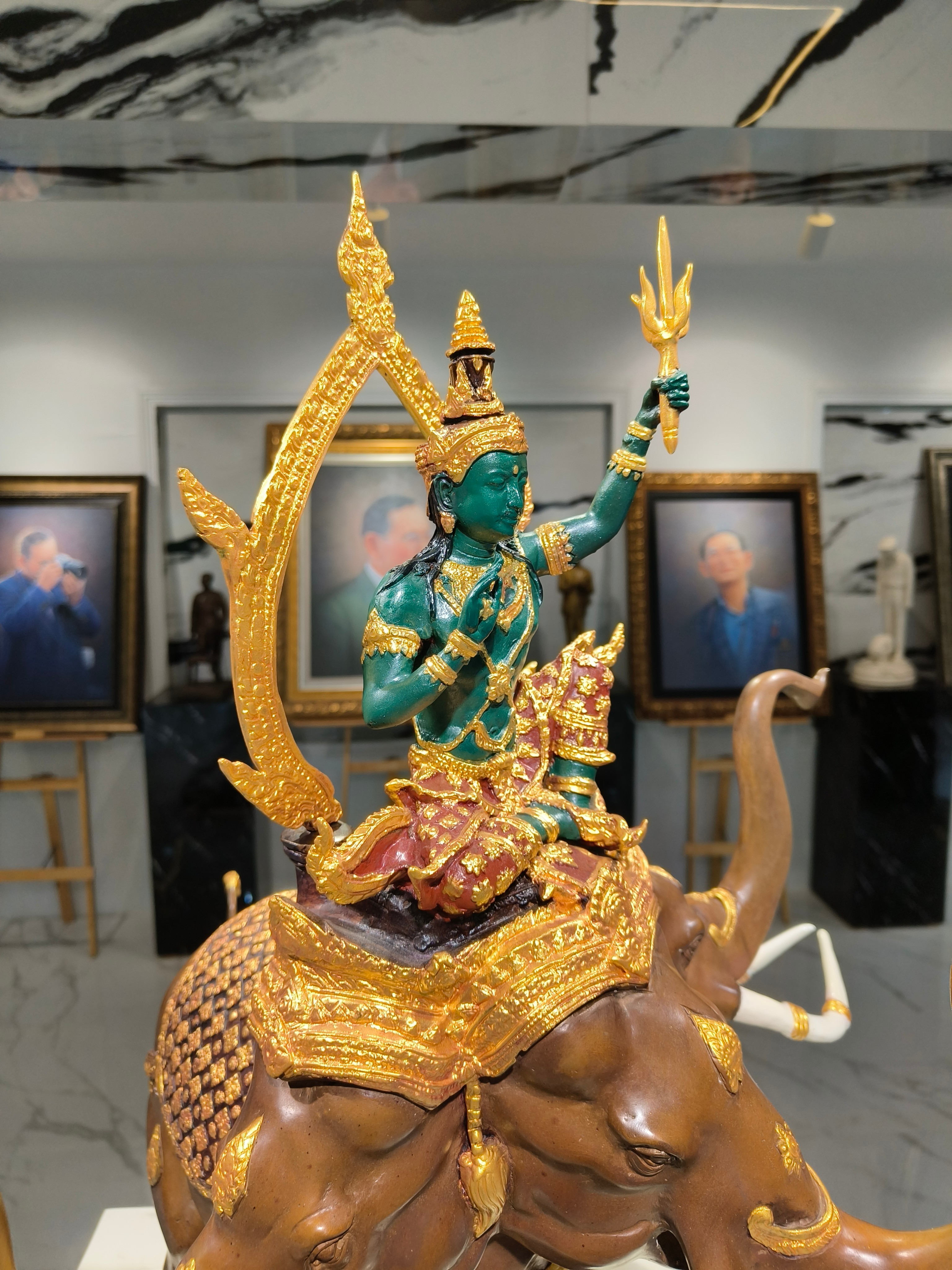 รูปหล่อ พระอินทร์ทรงช้างเอราวัณ สูง 27 นิ้ว