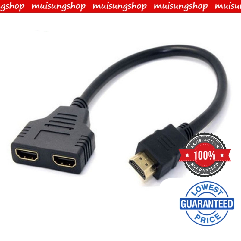 สาย HDMI สายตัวแยก 1 ชายคู่ HDMI 2หญิง Y รางช่องยูเอสบี 0.3 ม