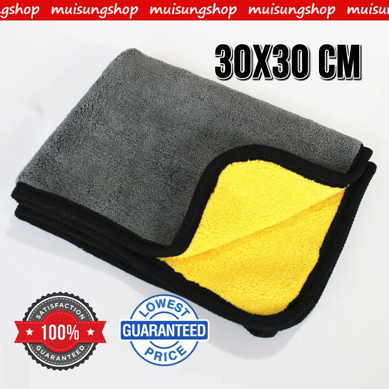 muisungshop ผ้าไมโครไฟเบอร์เกรดพรีเมี่ยม 3D กุ๊นเก็บขอบเรียบร้อย ไม่ข่วนสีรถ ไม่ทิ้งรอยขนแมว