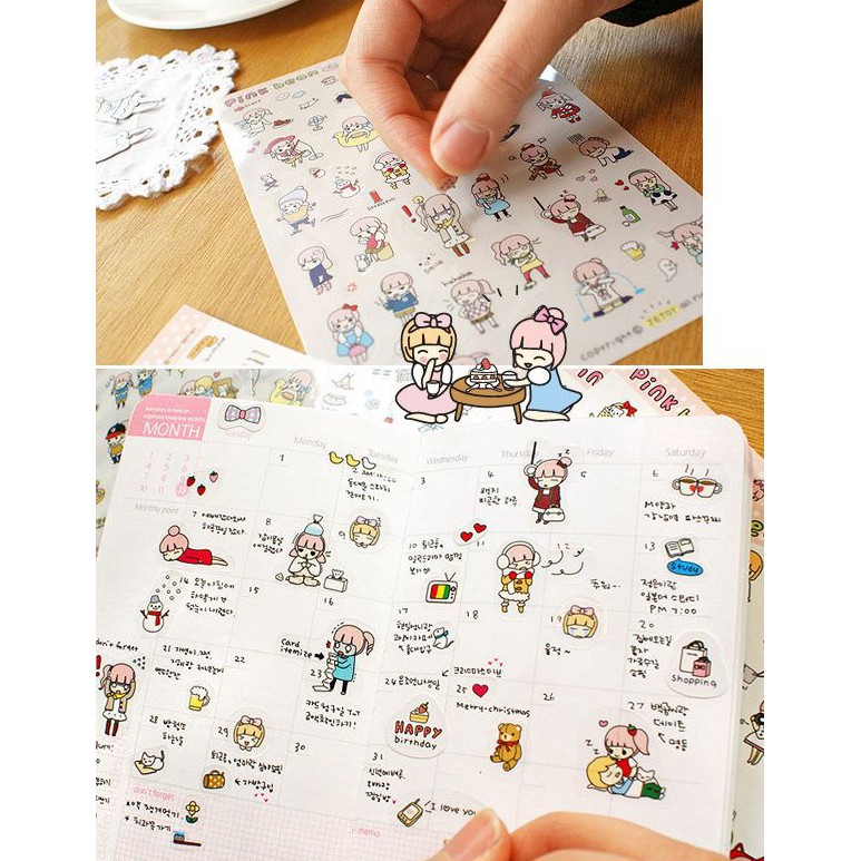 MUISUNGSHOP สติ๊กเกอร์ pink bean ลายการ์ตูน พร้อมส่งไทย