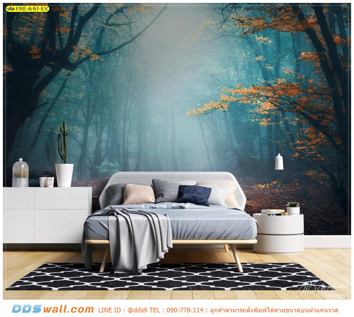 Print wallpaper ผ้าแคนวาส ตกแต่งห้องนอน ลายเนียนๆ ด้วยภาพพิมพ์ขนาดใหญ่ลายธรรมชาติ