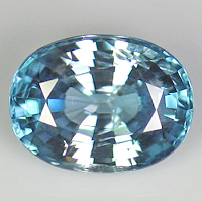 เพทายสีฟ้า (Blue Zircon) 4.45 กะรัต สีฟ้าน้ำทะเล รูปไข่