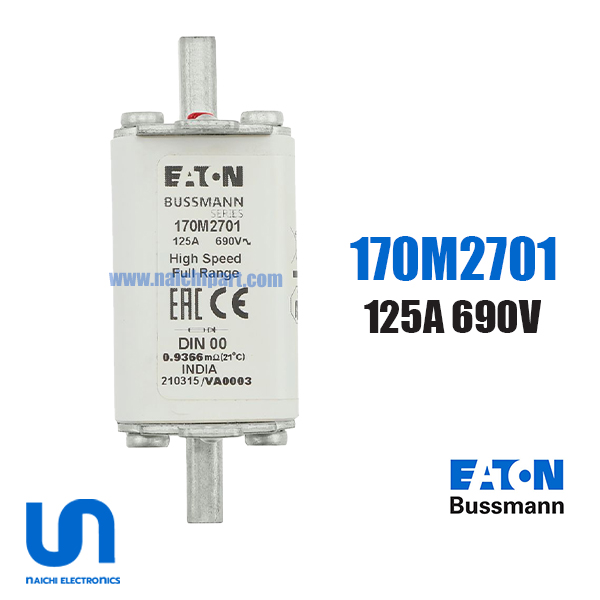 ฟิวส์ Eaton Bussmann , 170M2701 , FUSE 125A 690V DIN 00 GR INDICATOR (สอบถามราคา)