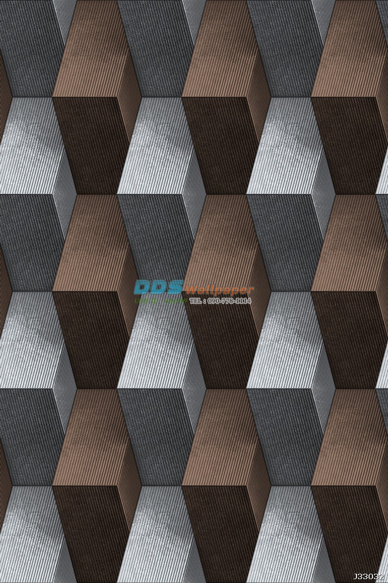 JLOT12-44 ลาย3มิติ สีน้ำตาล-เทา