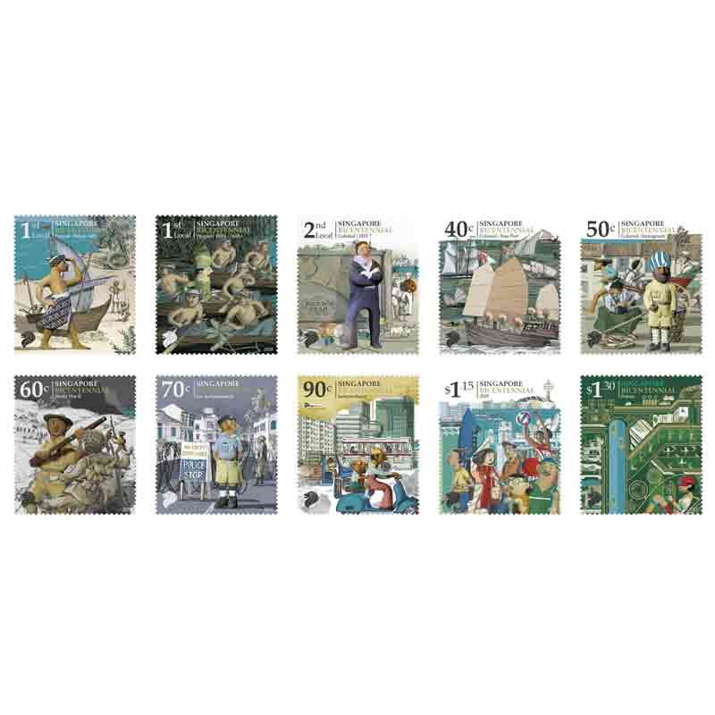 Singapore Stamp, 2019 Singapore Bicentennial Complete Set