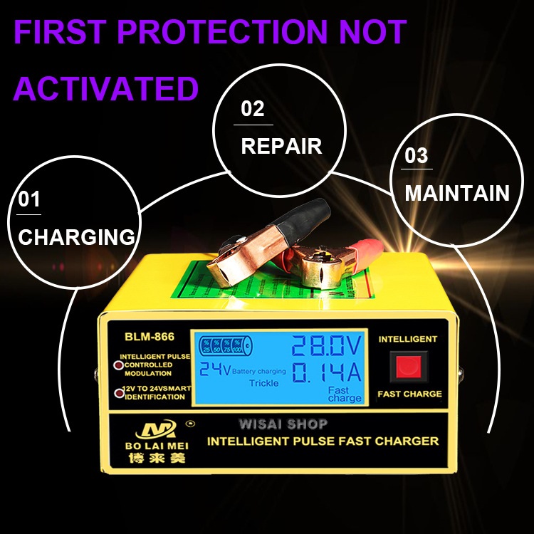 เครื่องชาร์จแบตเตอรี่อัจฉริยะ จ่ายกระแสแบบพัลส์ Intelligent Pulse Fast Charger 12VDC/24VDC 10A รุ่น BLM-CDQ-866