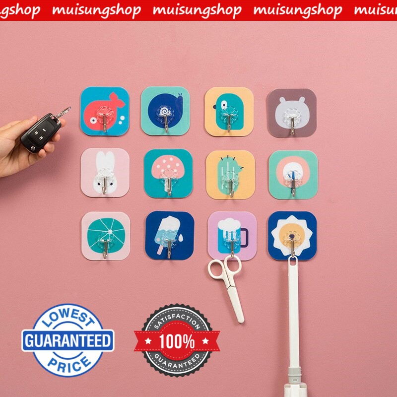 MUISUNGSHOP (1 ชิ้น) CM-HOOK ตะขอติดผนังลายการ์ตูน minimal
