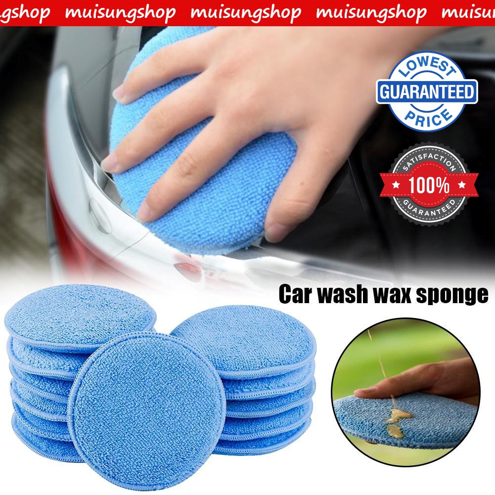 muisungshop ฟองน้ำขัดสีรถ ฟองน้ำลงแว็กซ์หุ้มผ้าไมโครไฟเบอร์กลม 5" ฟองน้ำขัดสีรถ ลงแว๊กซ์ Detailing ฟองน้ำ UFO