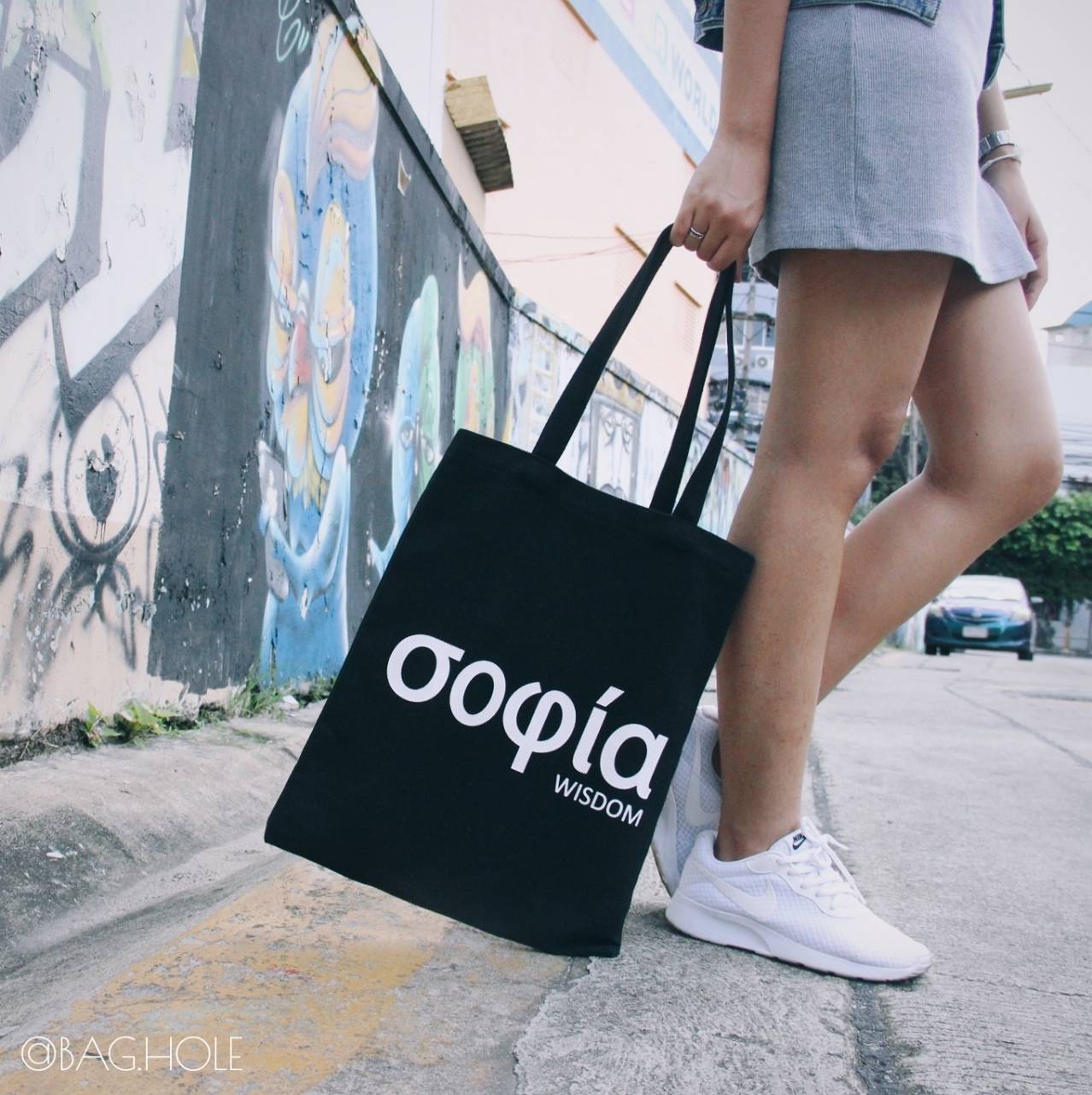 กระเป๋าผ้า canvas อย่างดี สีดำ WISDOM 1