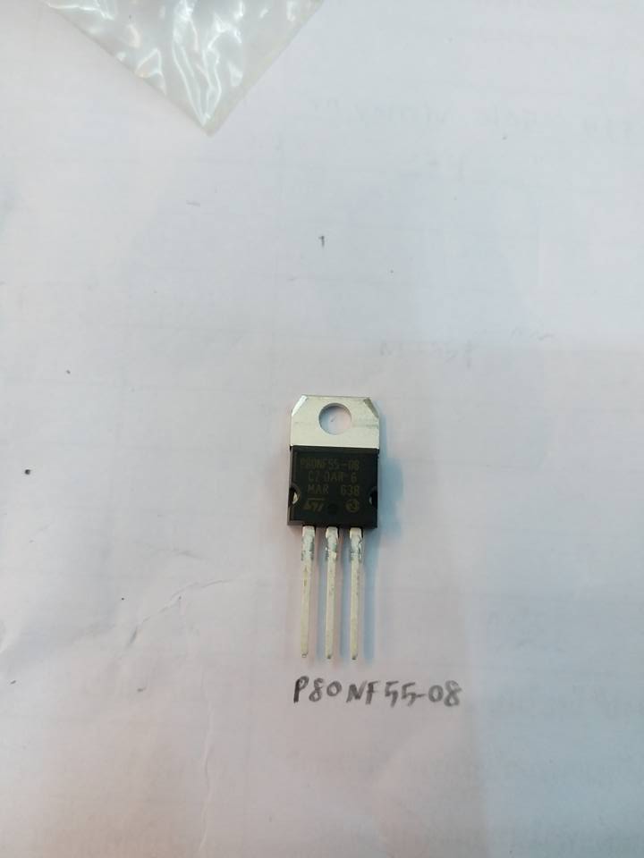 STP80NF55-08-Eราคาตัวล่ะMOSFETมอสเฟสตัวถังTO-220ราคาตัวล่ะยี่ห้อST MICROELECTRONICS กระแสไฟ STripFET MOSFET N-Channel 55V / 80A, 300W6.5mΩ