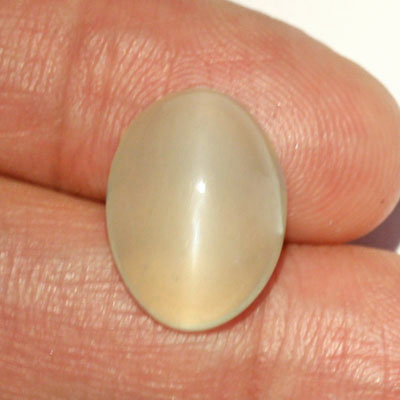 มูนสโตนตาแมว หรือ มุกดาหารตาเเมว (Cat's eye Moonstone) 10.00 กะรัต รูปไข่ มีตาเเมว