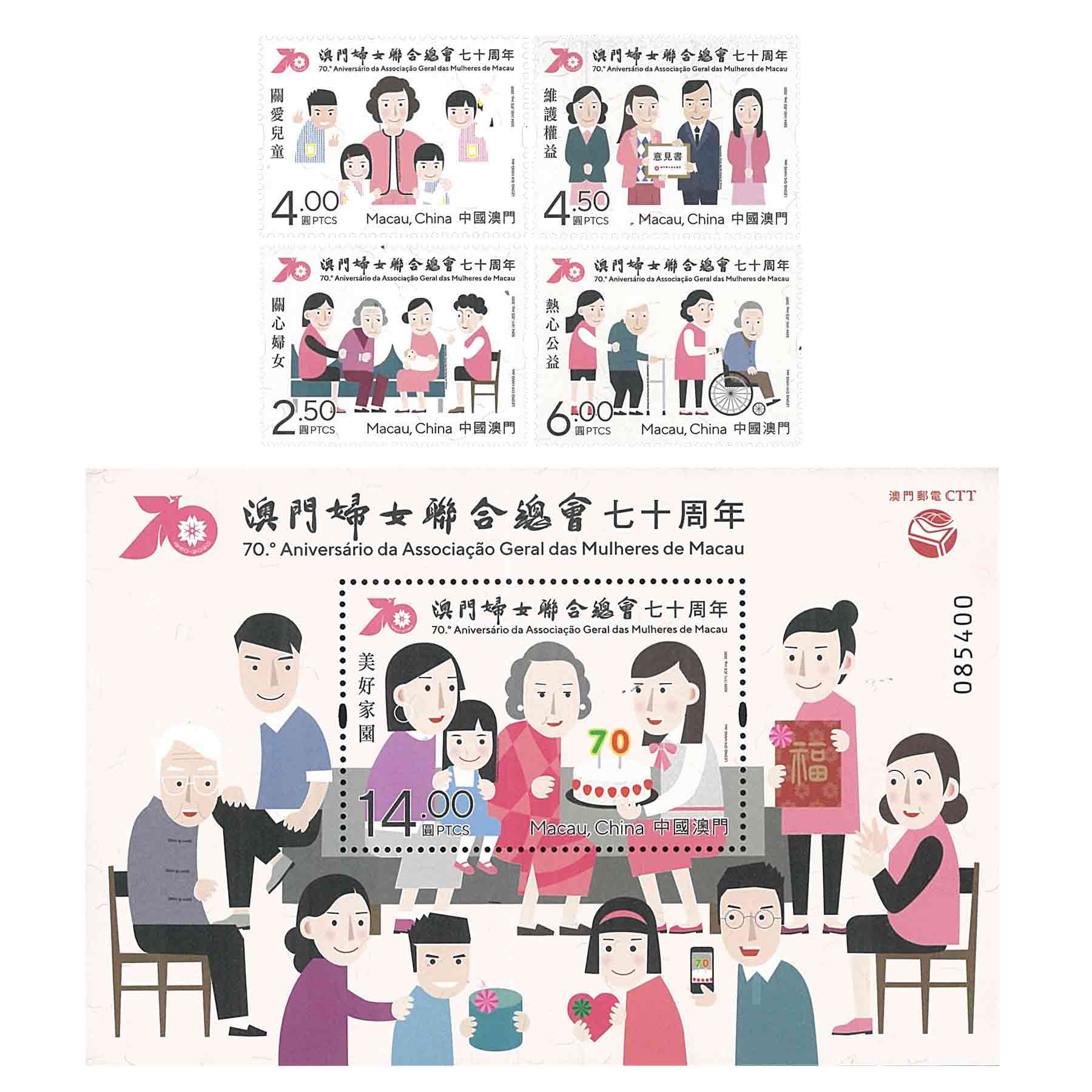 แสตมป์มาเก๊า Macau Stamp, 2020 Women's General Association of Macau 70th (ชีท + แสตมป์)