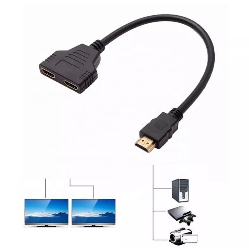 สาย HDMI สายตัวแยก 1 ชายคู่ HDMI 2หญิง Y รางช่องยูเอสบี 0.3 ม