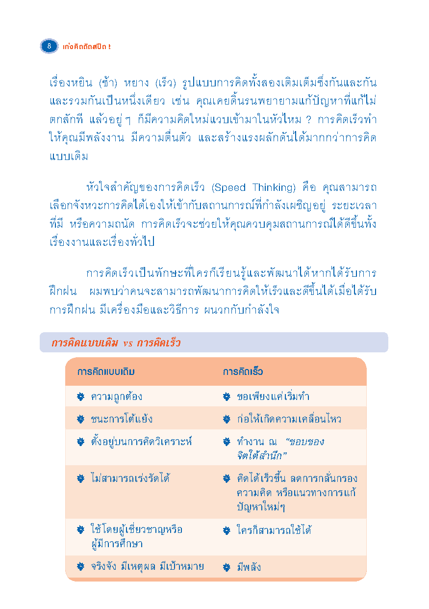 เก่งคิดติดสปีด ! : สูตรลัดเพิ่มพลัง ทักษะการคิด (Thinking Skill) & ฟิตพลังสมอง !