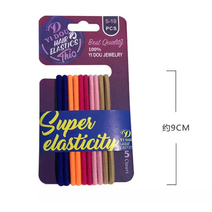 MUISUNGSHOP ยางรัดผมอย่างดี สไตล์เกาหลี super elastic เส้นใหญ่ ไม่ขาดง่าย 10ชิ้น / 5 สี