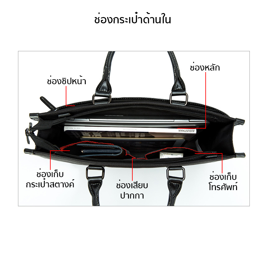 กระเป๋าสะพายข้าง กระเป๋าถือ ใส่เอกสาร กระเป๋าโน๊ตบุ๊ค หนังพรีเมี่ยม ป้องกันน้ำ BUSINESS BAG13 รุ่น A069