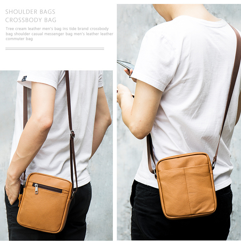 กระเป๋าสะพายข้างผู้ชายหนังแท้ CODE:A052