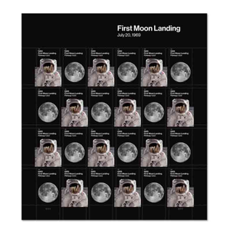 USA Stamp, 2019 First Moon Landing (เต็มแผ่น)