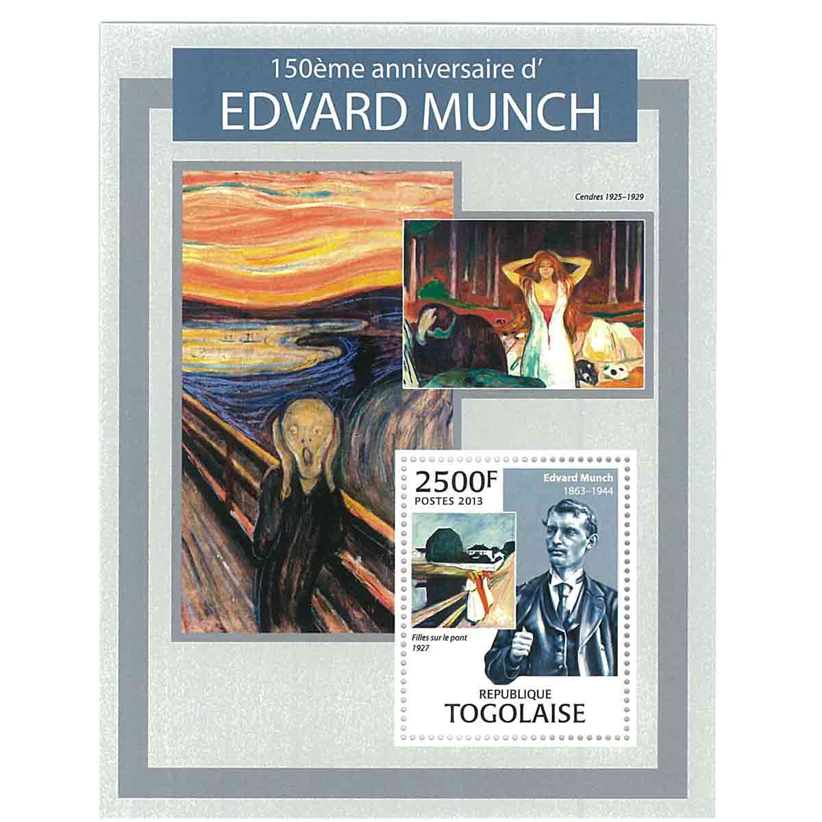Togo Stamp, 2013 150th Anniversary of Edvard Munch, Art, Painting S/S