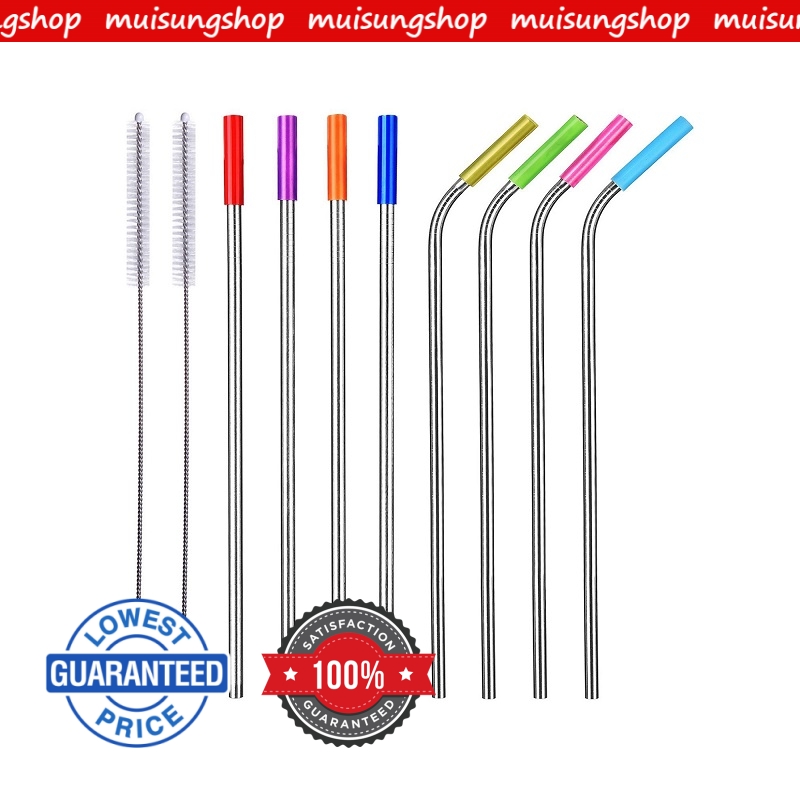 MUISUNGSHOP หลอดดูดน้ำ หลอดสแตนเลส แบบงอ แบบตรง แปรงล้างหลอด (แถมฟรี!! ซิลิโคนปลายหลอดทุกอัน) หลอดดูดน้ำ yeti