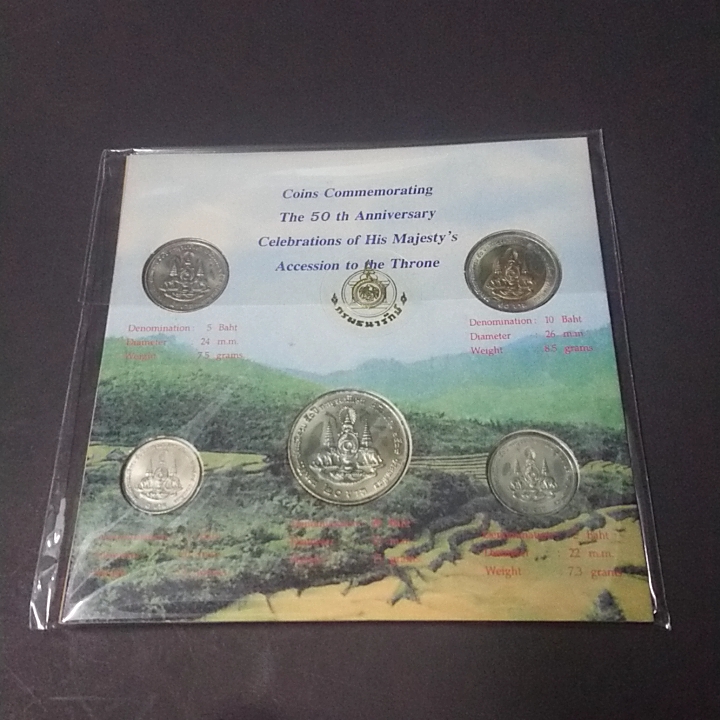 แผงพร้อมเหรียญที่ระลึก กาญจนาภิเษก ร9 ชุด 5 เหรียญ แพคกรมธนารักษ์ เดิม ปี2539