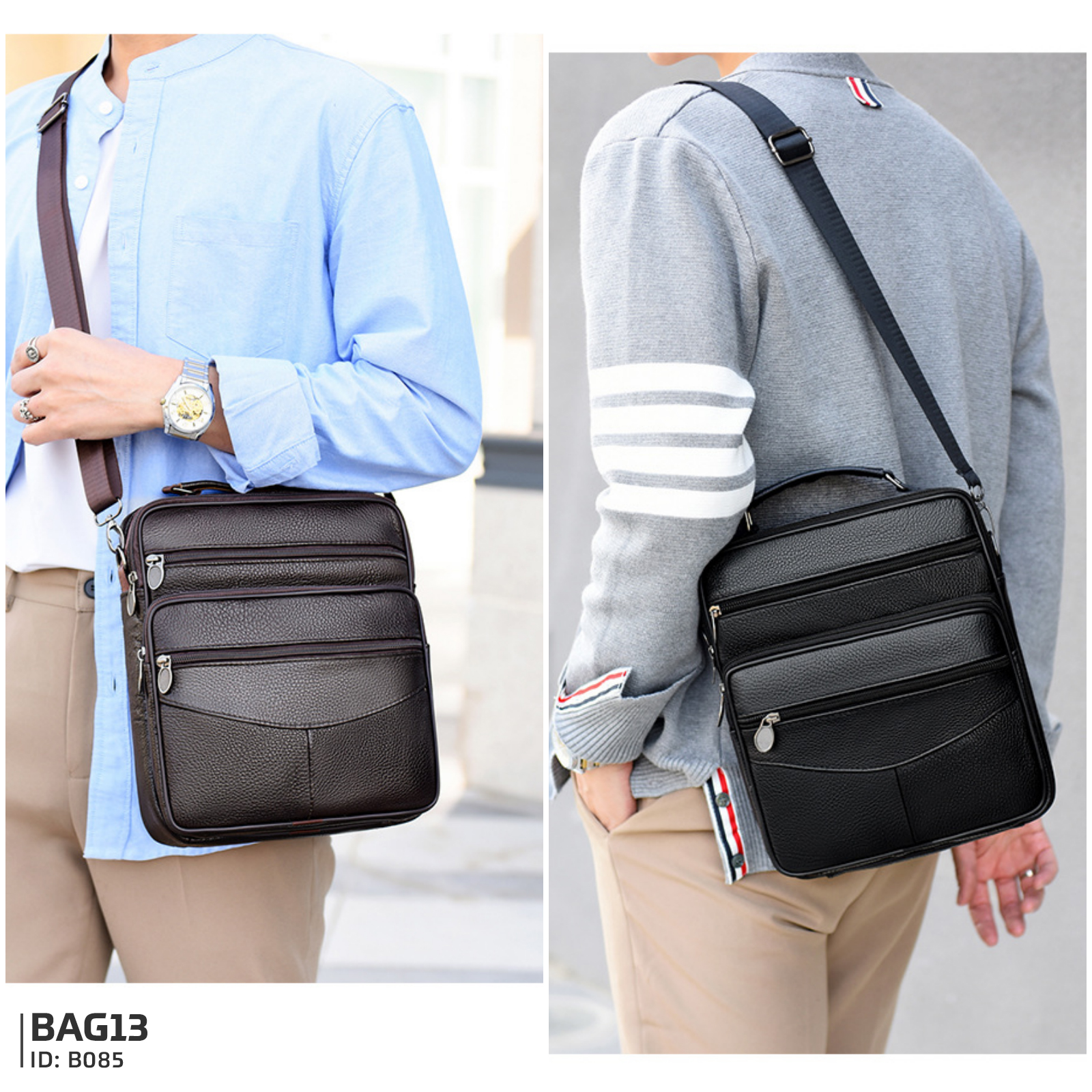 กระเป๋าสะพายข้างผู้ชาย หนังแท้ CODE:B085