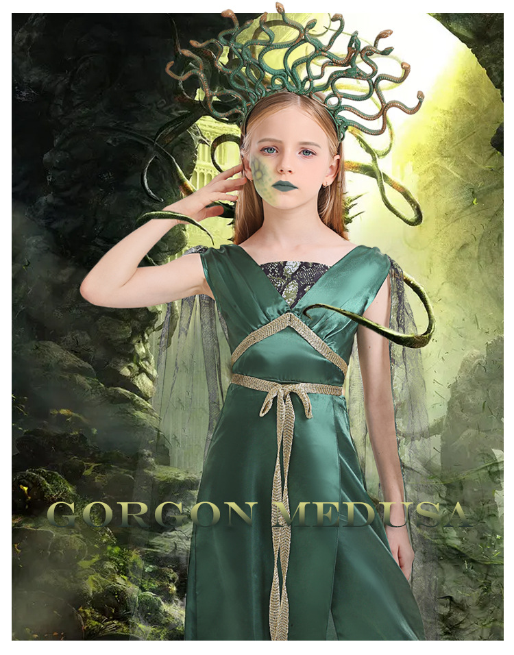 7C378 size M ชุดเด็ก ชุดเมดูซ่า ชุดเมดูซา ปิศาจกอร์กอน สาวผมงู ชุดหัวงู Children Medusa Halloween Costumes