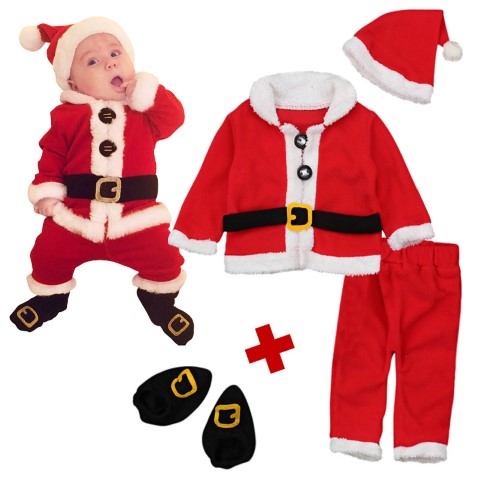 7C160 ชุดเด็กเล็ก ชุดซานตาครอส ชุดซานต้า ชุดคริสต์มาส กระดุมใหญ่ Santa Santaclaus Chrismas Costumes