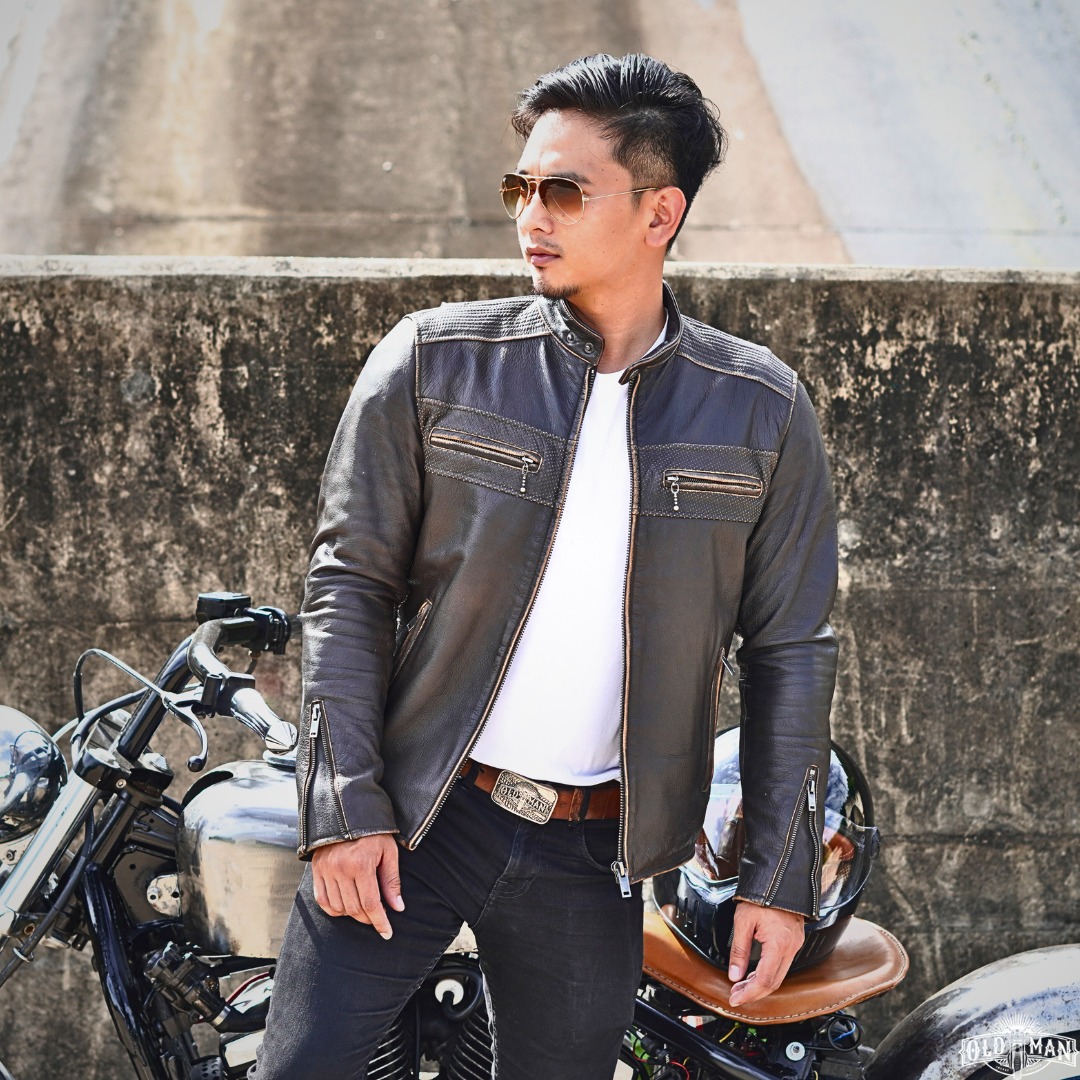 เสื้อหนังแท้ Caveman 802SC มีการ์ด (กรุณาสอบถามไซส์ก่อนสั่งซื้อ)