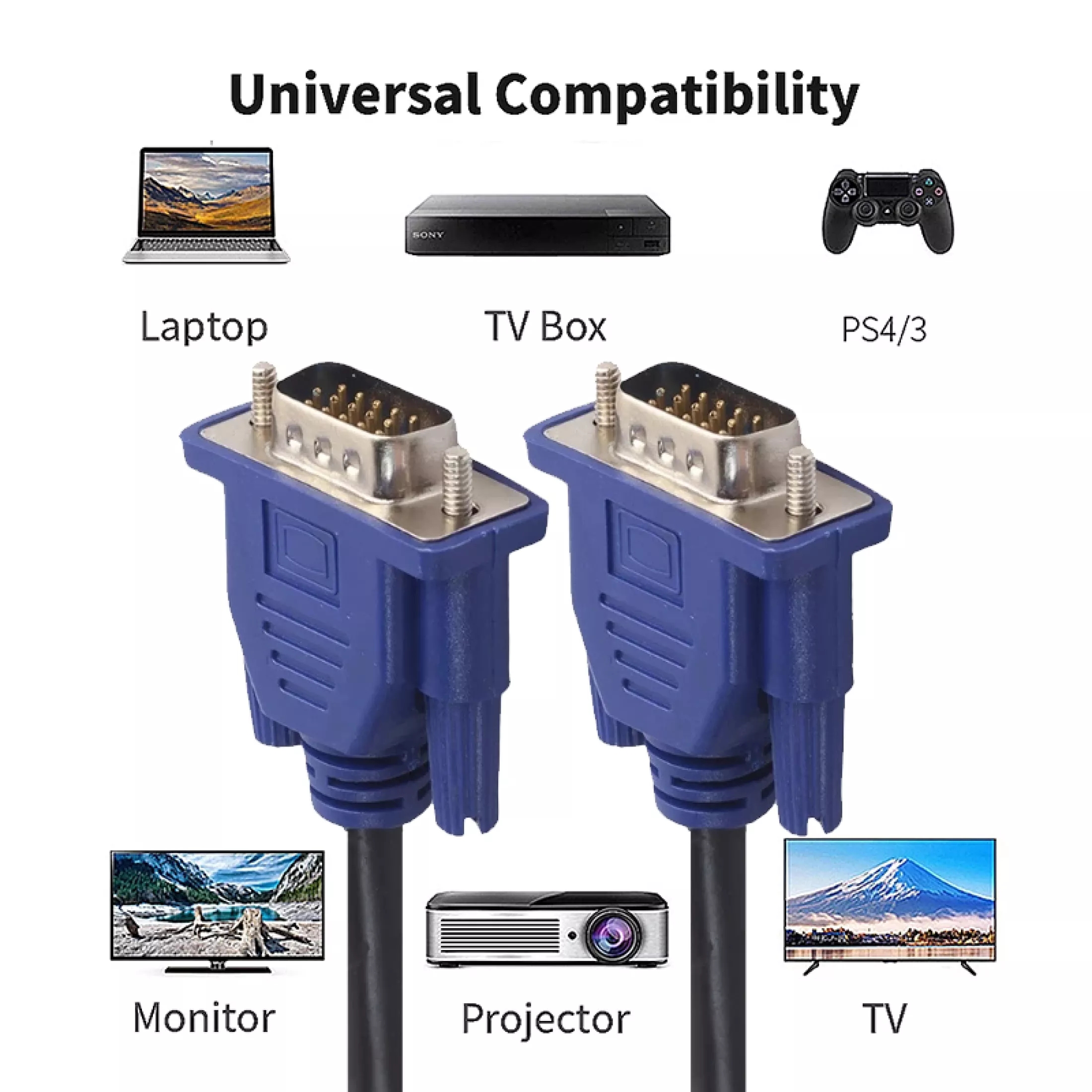 MUISUNGSHOP สาย VGA 1.5 ม. ถูกที่สุด สายต่อจอ VGA Monitor สายต่อจอคอมพิวเตอร์ VGA MaleTo Male 3 + 5 Pin