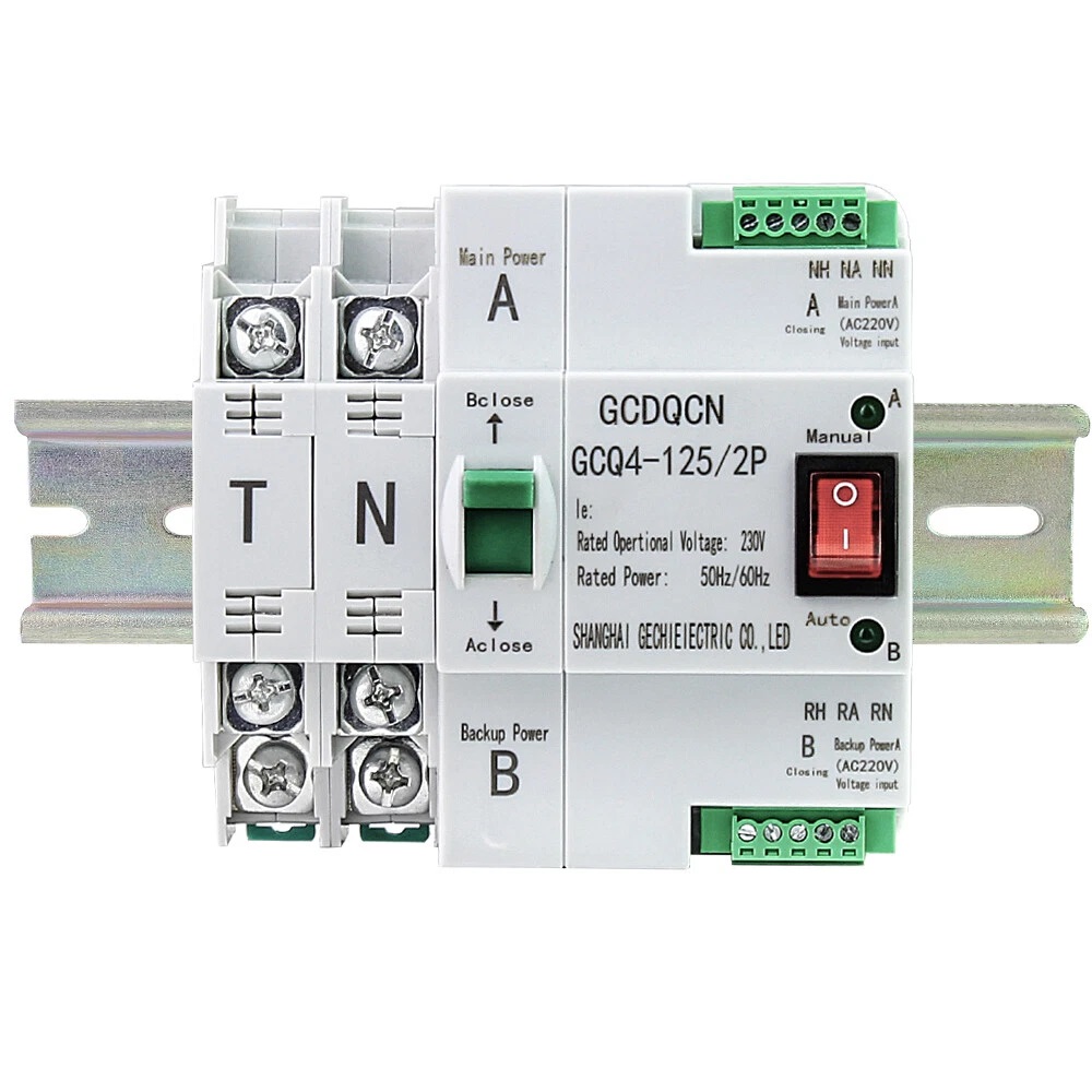 ATS Automatic Transfer Switch สวิตซ์สลับไฟ / แหล่งจ่าย 100A 220VAC ยี่ห้อ GCDQCN รุ่น GCQ4-125/2P