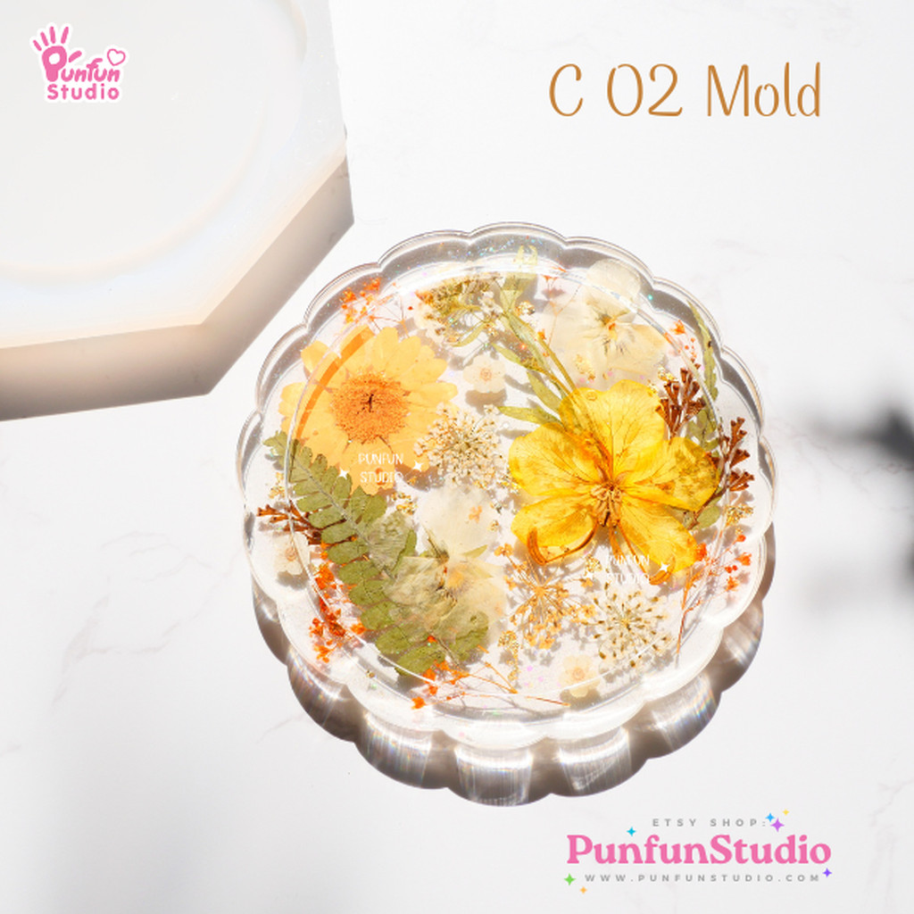 แม่พิมพ์จานรองแก้วขอบหยัก C 02 Round Coaster Mold / Silicone Mold / Epoxy Resin Mold