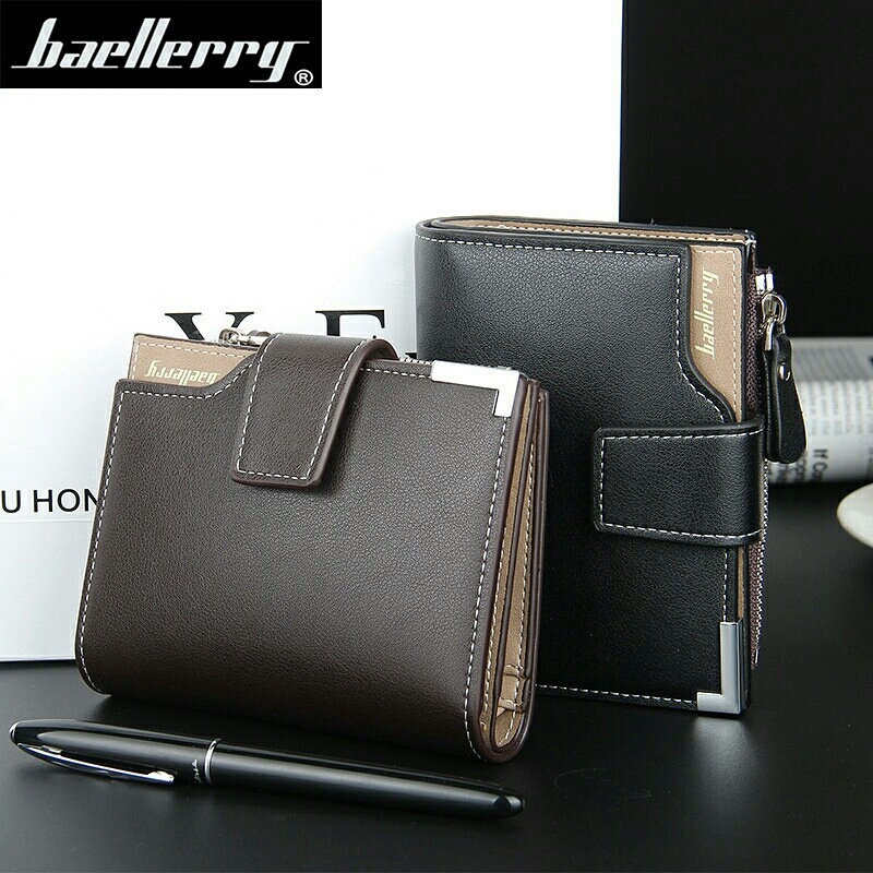 กระเป๋าสตางค์ Baellerry หนังแท้สีดำแบบสั้น (Pre-Order)