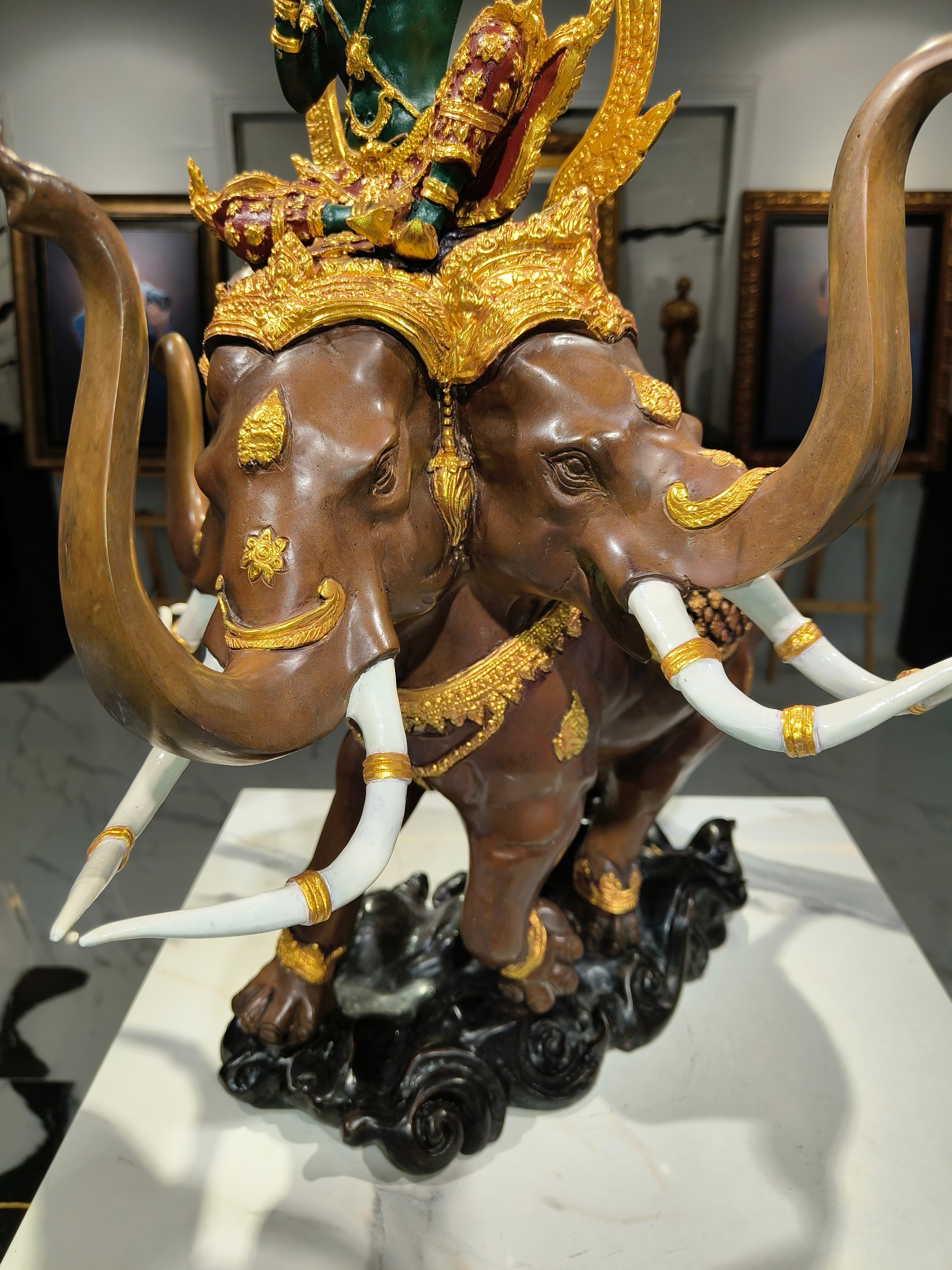 รูปหล่อ พระอินทร์ทรงช้างเอราวัณ สูง 27 นิ้ว