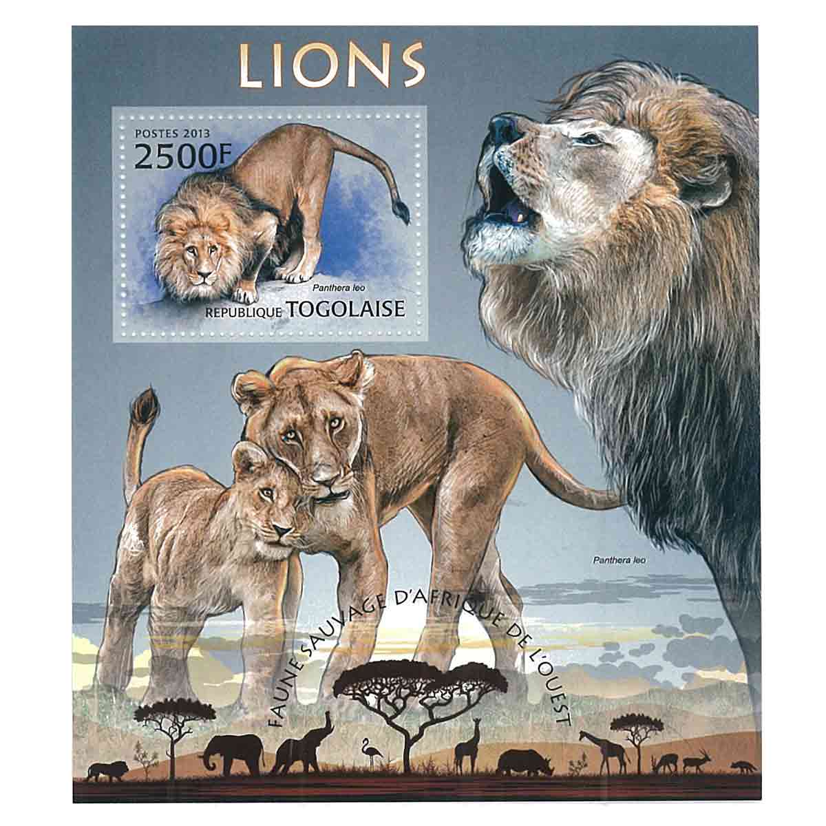 Togo Stamp, 2013 Lions, Wildlife, Animals S/S