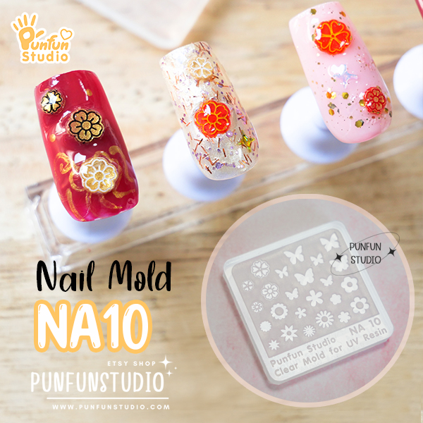 NA 10 / Nail Decoration Mold / Clear Mold for UV Resin / Thickness 0.3 - 0.5 mm / Silicone Mold