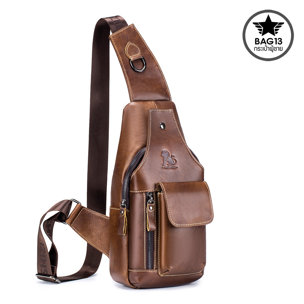 กระเป๋าคาดอกผู้ชาย หนังแท้100% พกพาสะดวก ใส่สมุด ใส่ iPad และของใช้ส่วนตัวได้ CODE:B078