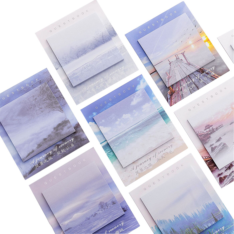 MUISUNGSHOP (1 ชิ้น) โพสอิท Stickynote กระดาษโน๊ต ลายธรรมชาติ ทิวทัศน์