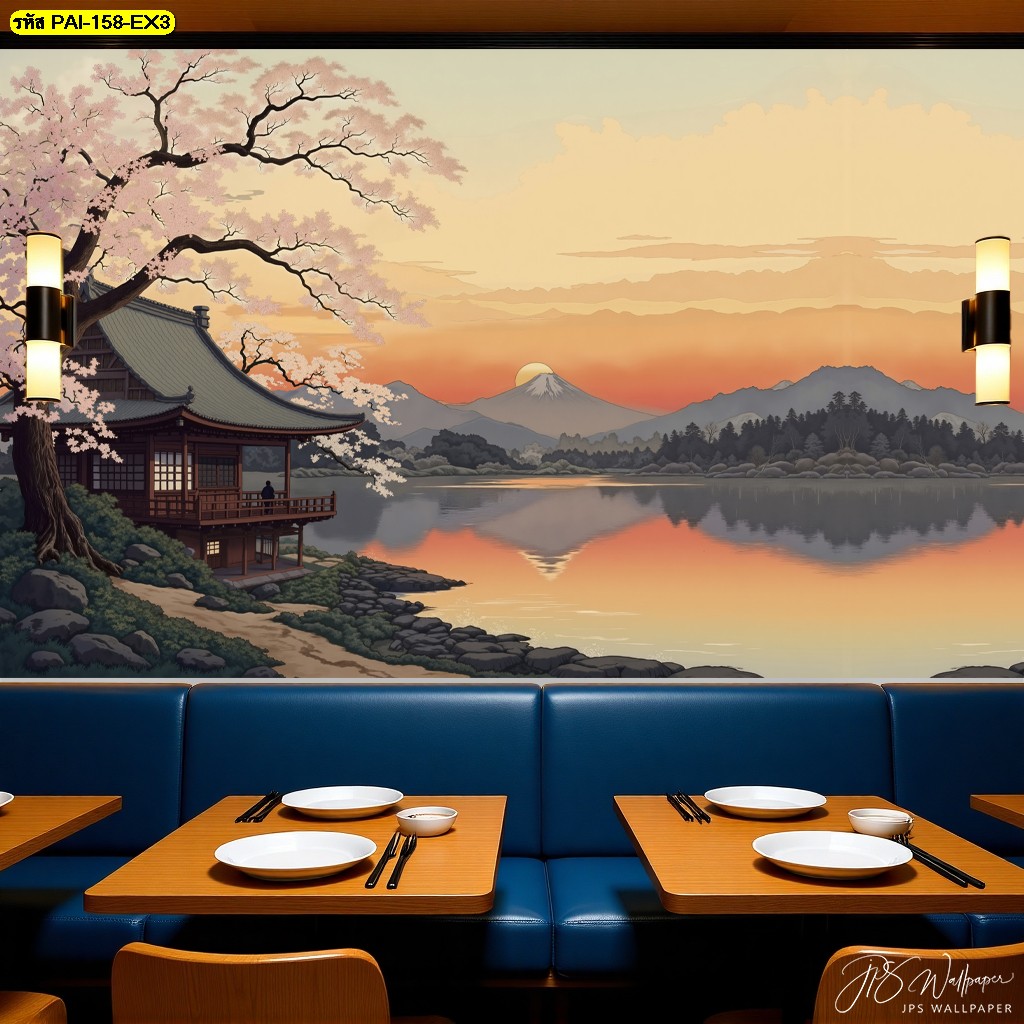 : แต่งร้านอาหารด้วยวอลเปเปอร์ญี่ปุ่นโทนอุ่นน่าหลงใหล