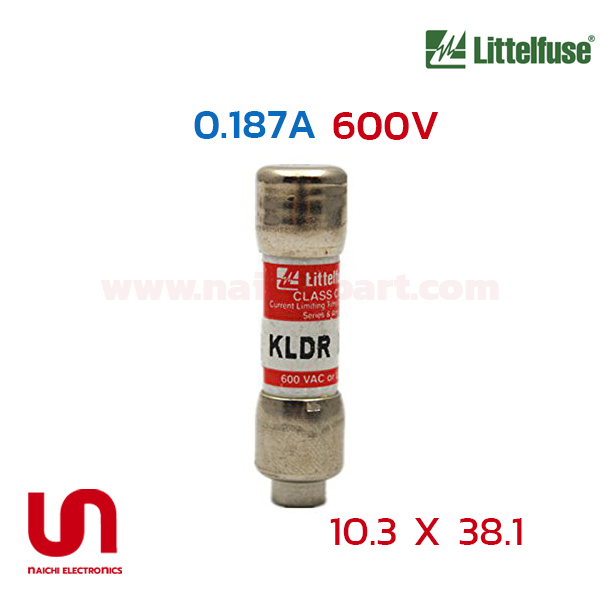 Littelfuse , KLDR.187 , 0.187A 600V , 10.3 x 38.1mm, Slo-Blo