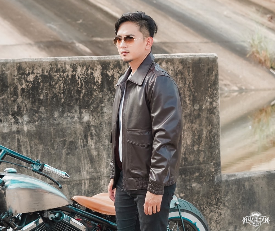 เสื้อหนังแท้ Karpenter Jacket น้ำตาล (กรุณาสอบถามไซส์ก่อนสั่งซื้อ)
