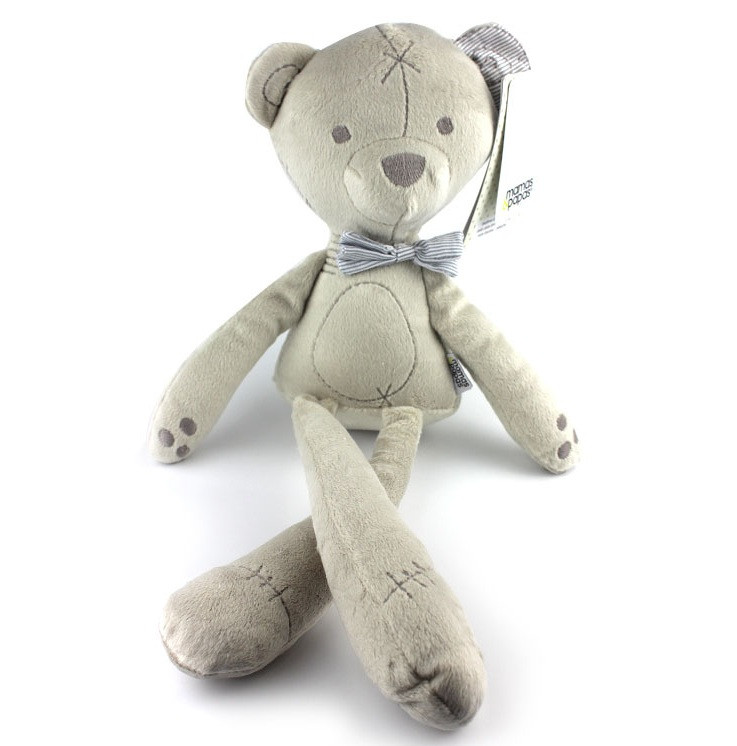 MUISUINGSHOP 🐻 ตุ๊กตาหมีเน่า Bedtime Bear โบว์แดง โบว์เทา ขนาด 42 ซม. (ความยาววัดถึงปลายหู) ลดเหลือ 119 บาท โดย muisungshop