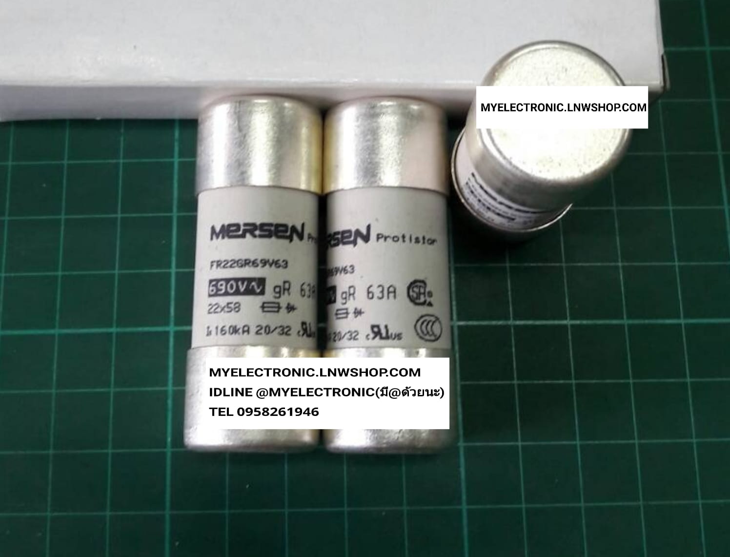 ขาย ฟิวส์63A690V ยี่ห้อ MERSEN FR22GR69V63 SEMICONDUCTOR FUSE ฟิวส์ 63A 690V ราคาตัวละ บาท